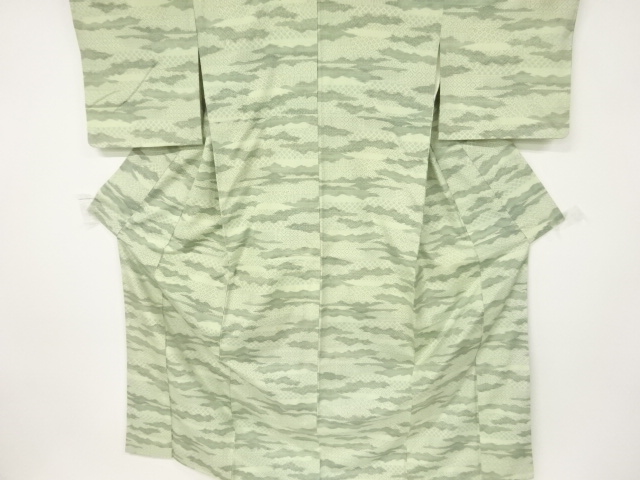 アンティーク　霞模様織出し十日町紬着物